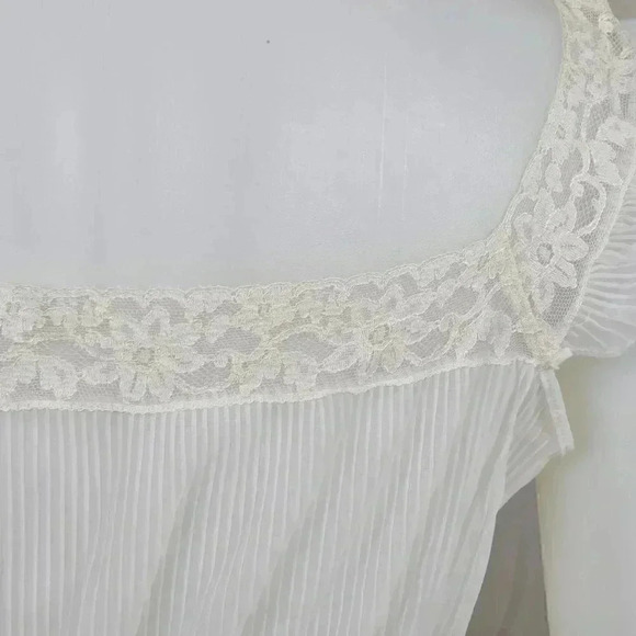 Vintage  60's Peignoir Negligee Lingerie Sheer Nighie White Lace Size Large - Picture 9 of 13